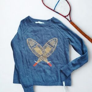 Woolrich Navy Crewneck Sweater with Snowshoe Graphic